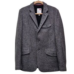 Massif Mens Grey Tweed Wool Blend Blazer Jacket Size M 36 Sport Coat Preppy